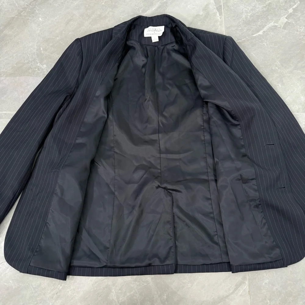 Women’s Mare Mare Anthropologie Pinstripe Oversized Blazer Button Up Size Small - Picture 10 of 16